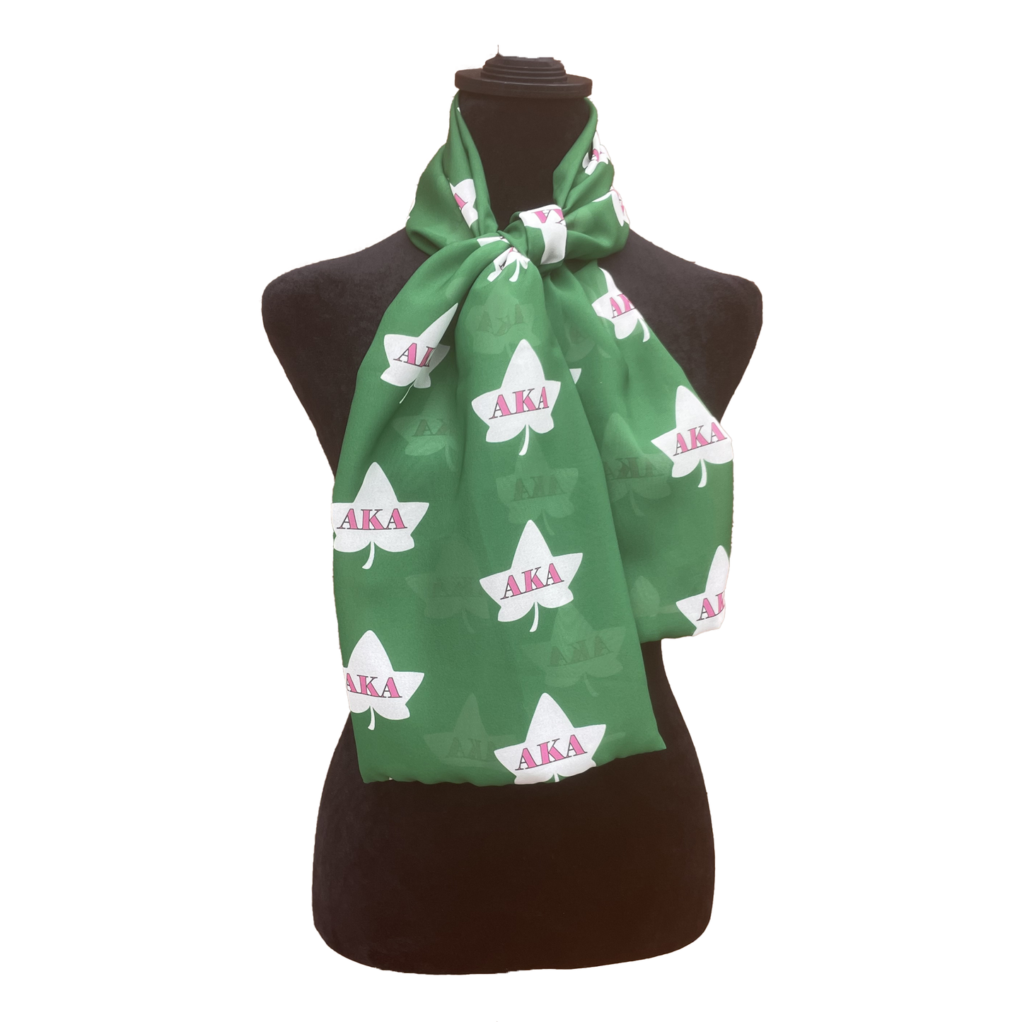 Alpha Kappa Alpha Sorority Scarf Necktie Lightweight Chiffon 48in x 8in - Green
