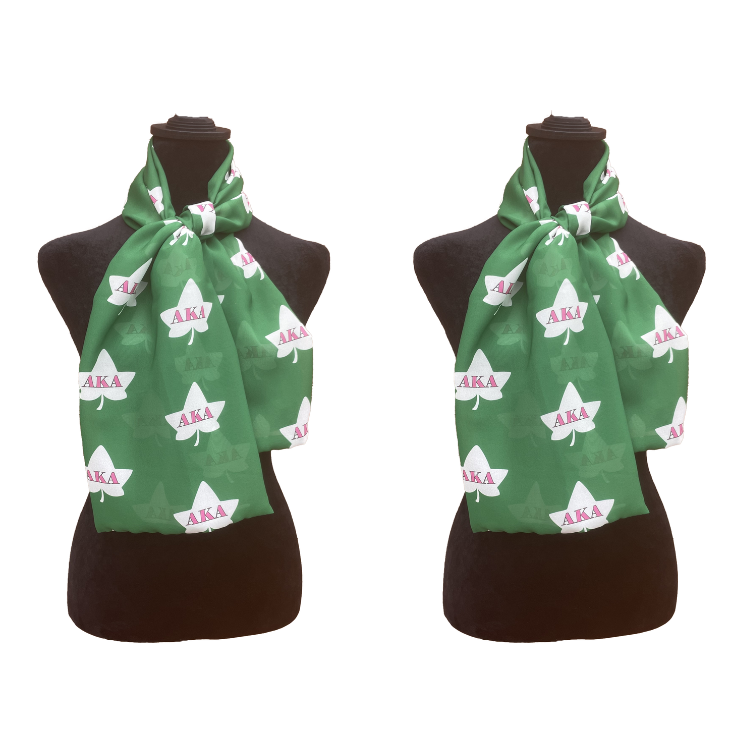 Alpha Kappa Alpha Sorority Scarf Necktie Lightweight Chiffon 48in x 8in - Green