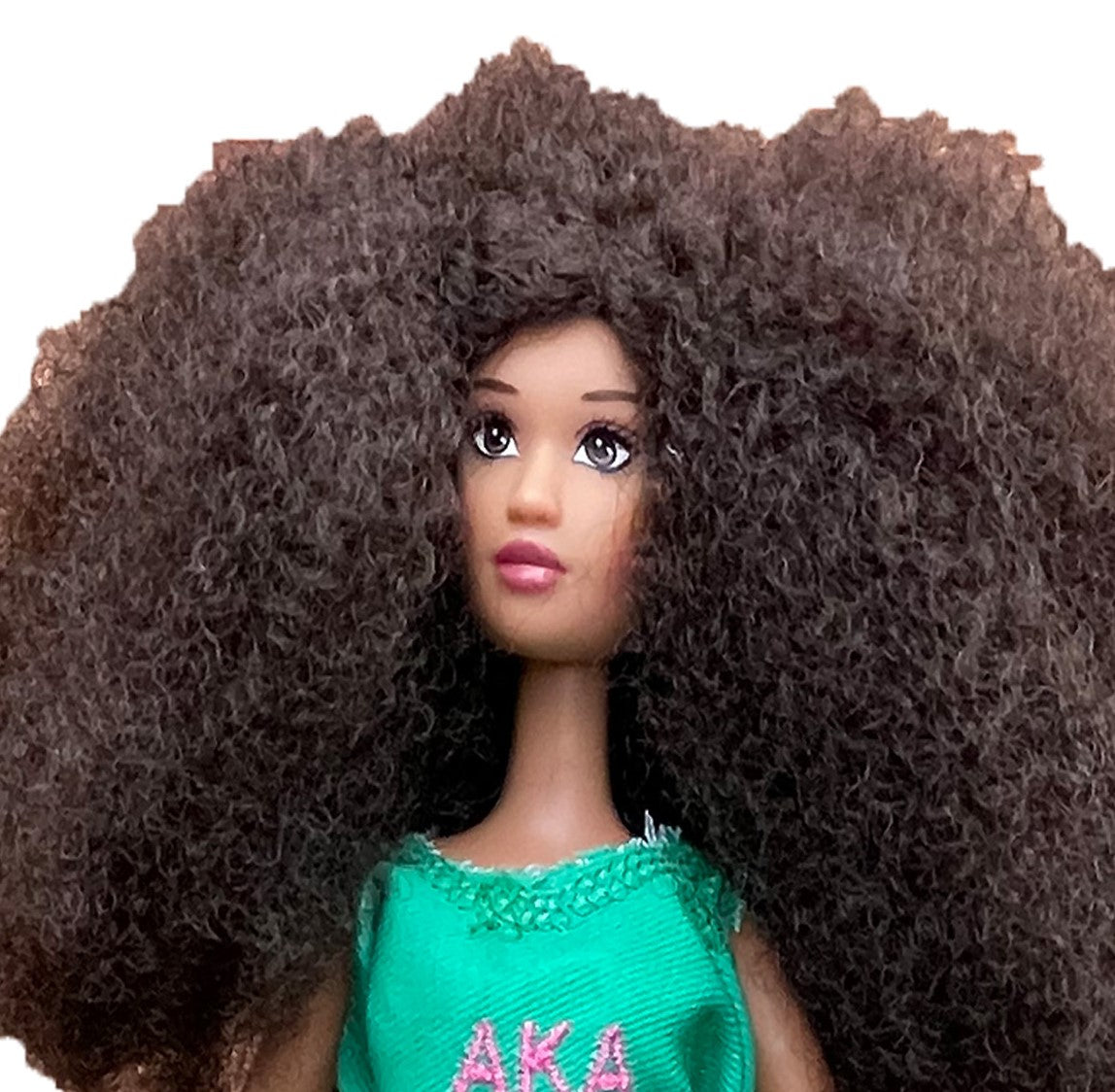 Alpha Kappa Alpha Doll with Pink and Green Dress (12in. Tall)