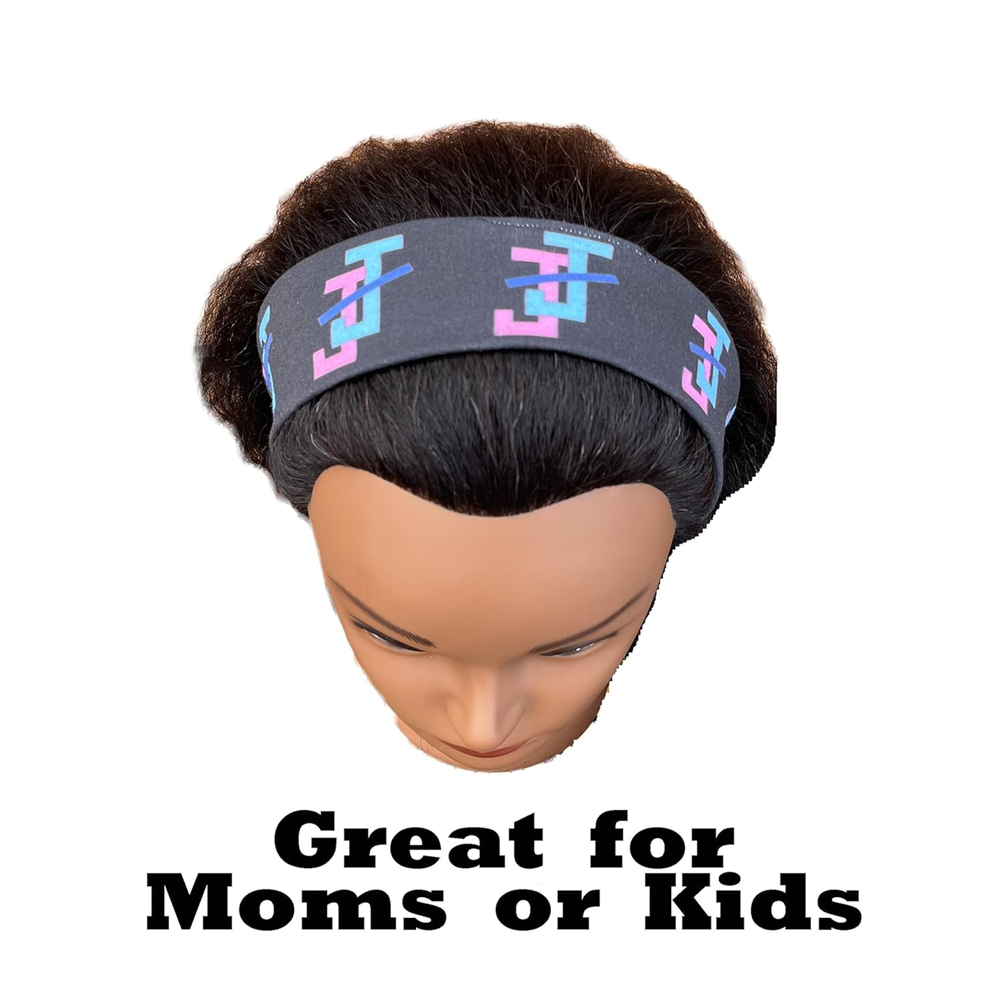 Jack and Jill of America Pink Blue Headband of Stretchy Cotton Material