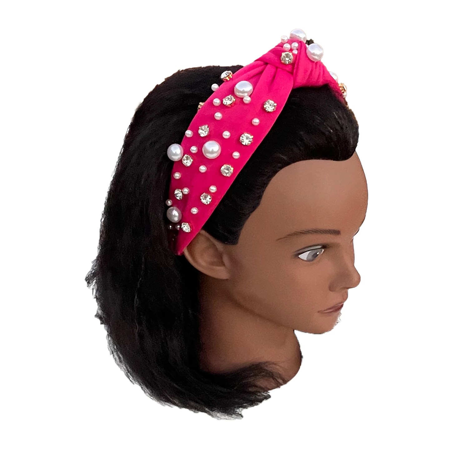 Hot Pink Pearl and Rhinestone Studded Headband