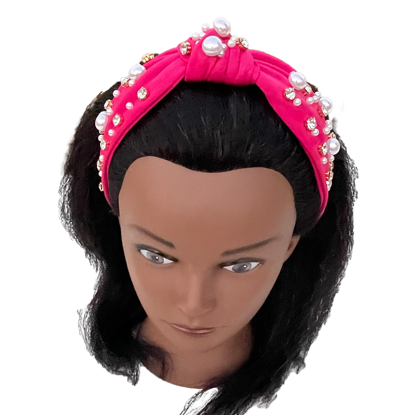 Hot Pink Pearl and Rhinestone Studded Headband