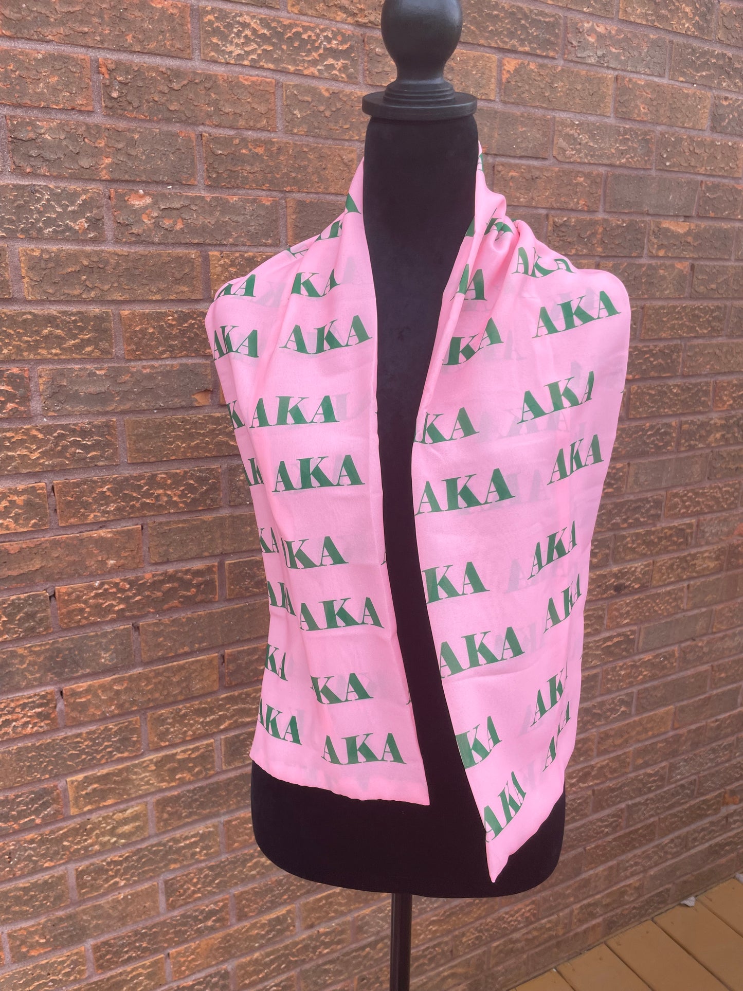 Alpha Kappa Alpha Sorority Pink and Green Scarf Lightweight Chiffon 48in x 8in - Pink