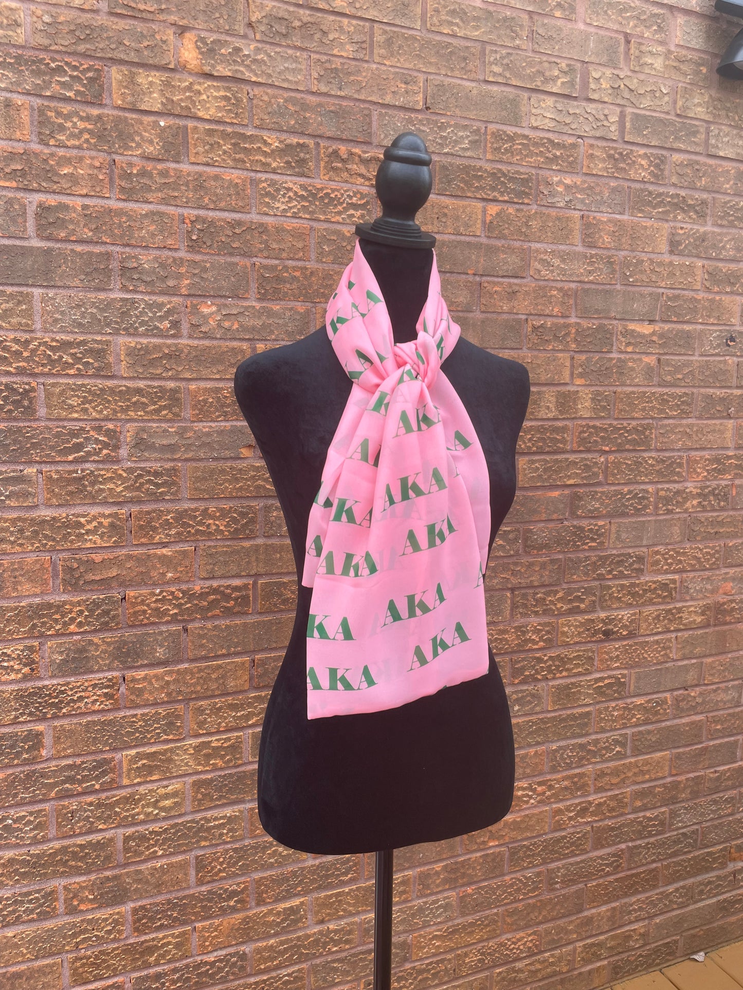 Alpha Kappa Alpha Sorority Pink and Green Scarf Lightweight Chiffon 48in x 8in - Pink