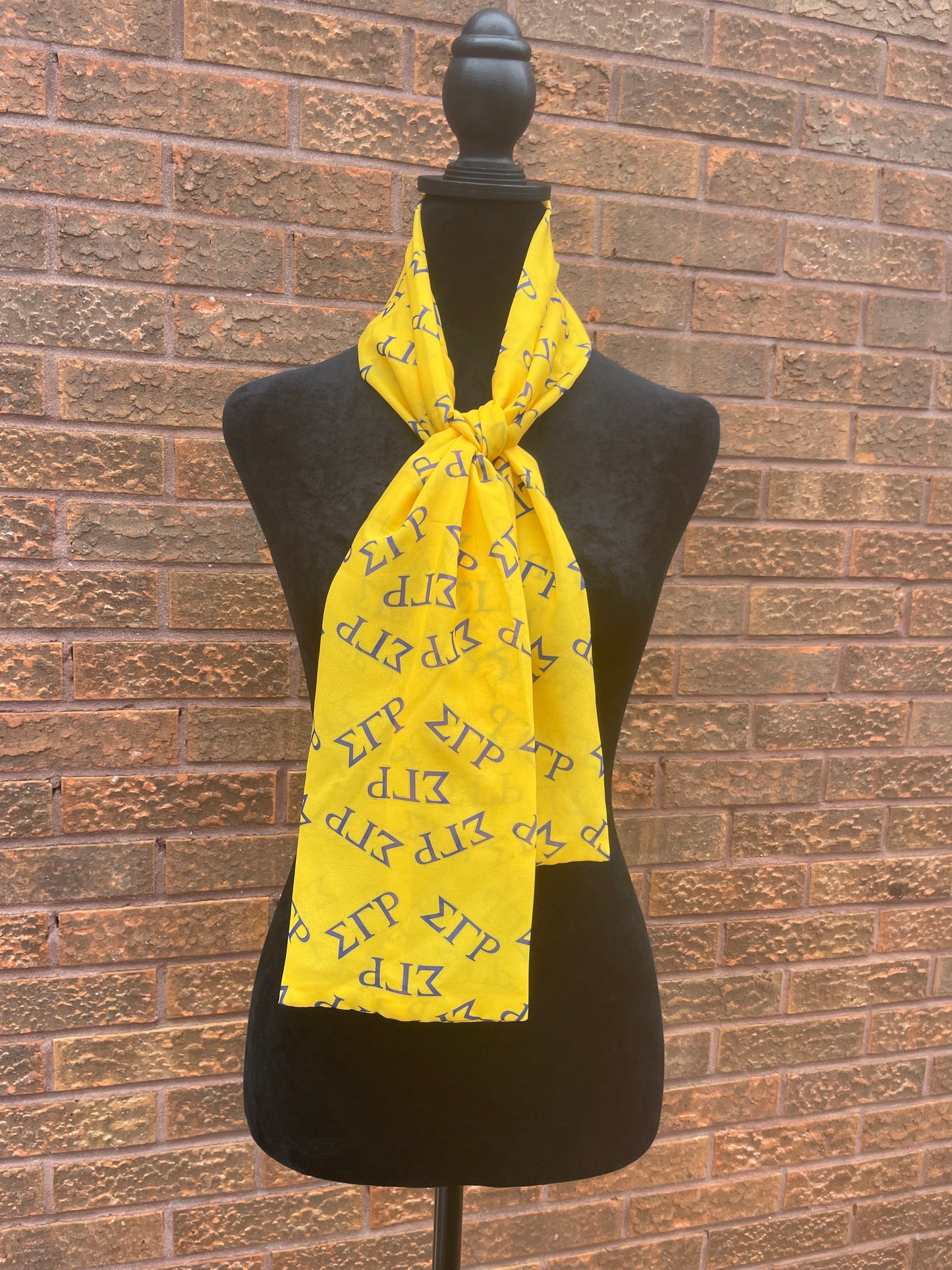 Sigma Gamma Rho Sorority Blue and Gold Scarf Lightweight Chiffon 48in x 8in - Gold