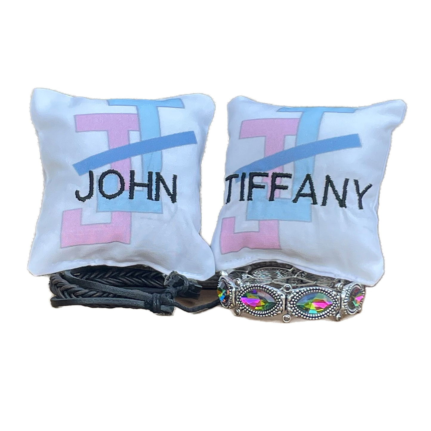 Personalized Jack & Jill of America Jewelry Pillow with Bracelet (4in x 4in)