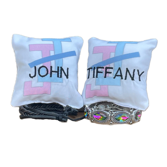 Personalized Jack & Jill of America Jewelry Pillow with Bracelet (4in x 4in)