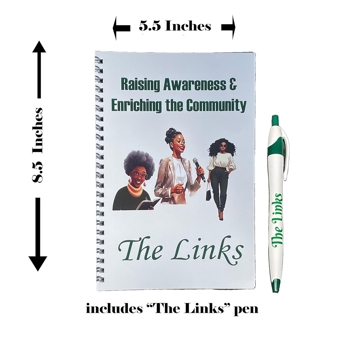Links Organization Pen & Mini-Spiral Notebook Set (8.5inx5.5in)