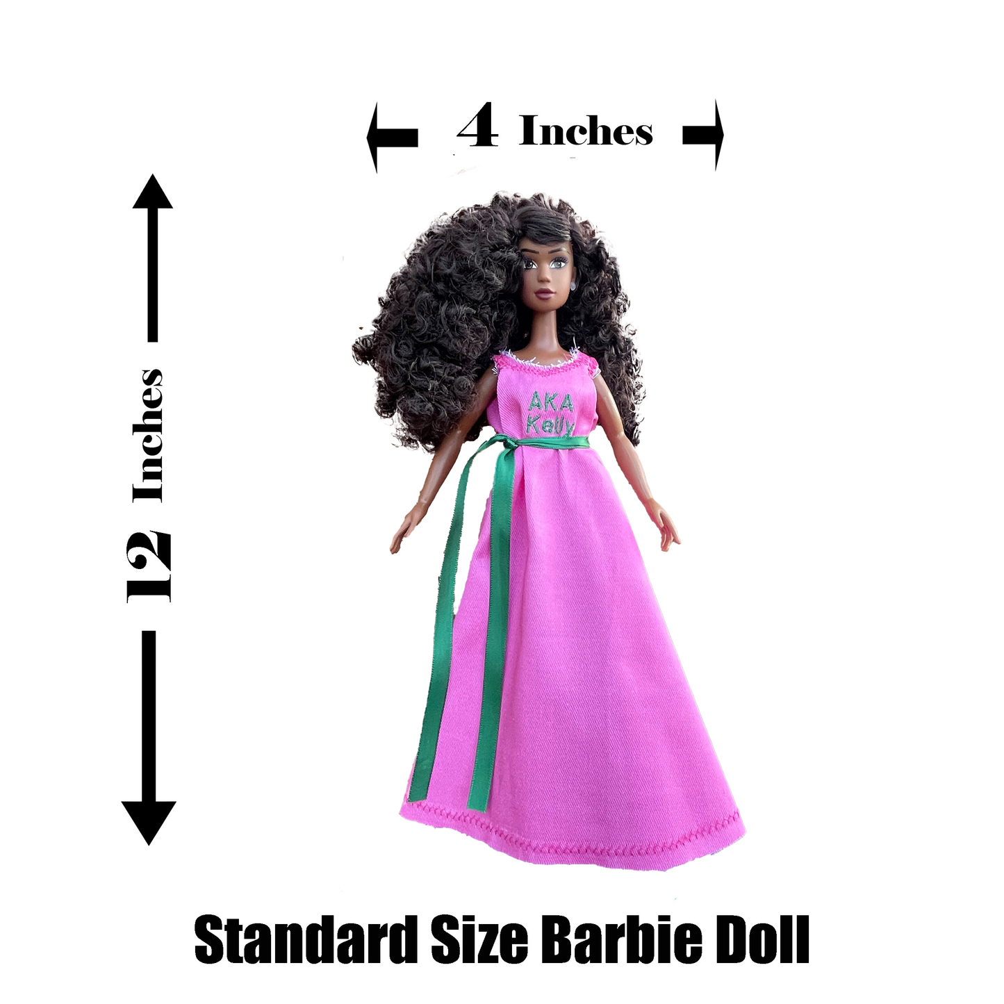 Alpha Kappa Alpha Sorority Barbie w/ Doll Stand_Personalized Dress (12in. Tall)