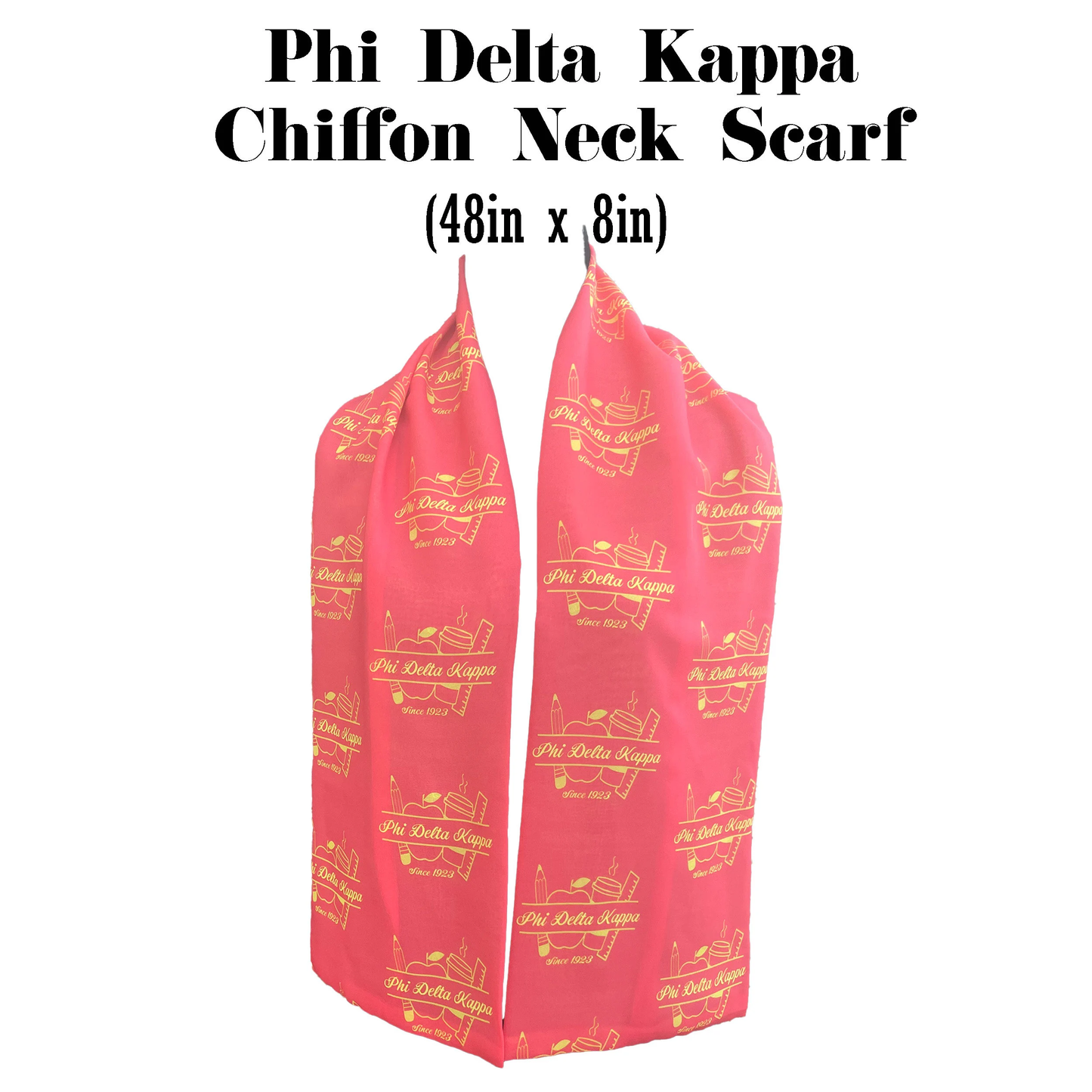Phi Delta Kappa Necktie of Lightweight Chiffon 48in x 8in