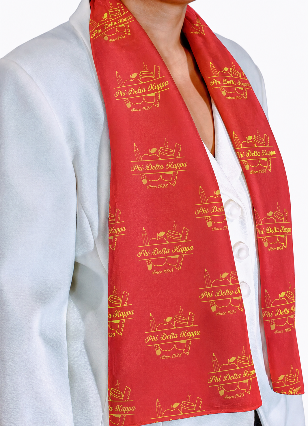 Phi Delta Kappa Scarf Necktie of Lightweight Chiffon 48in x 8in