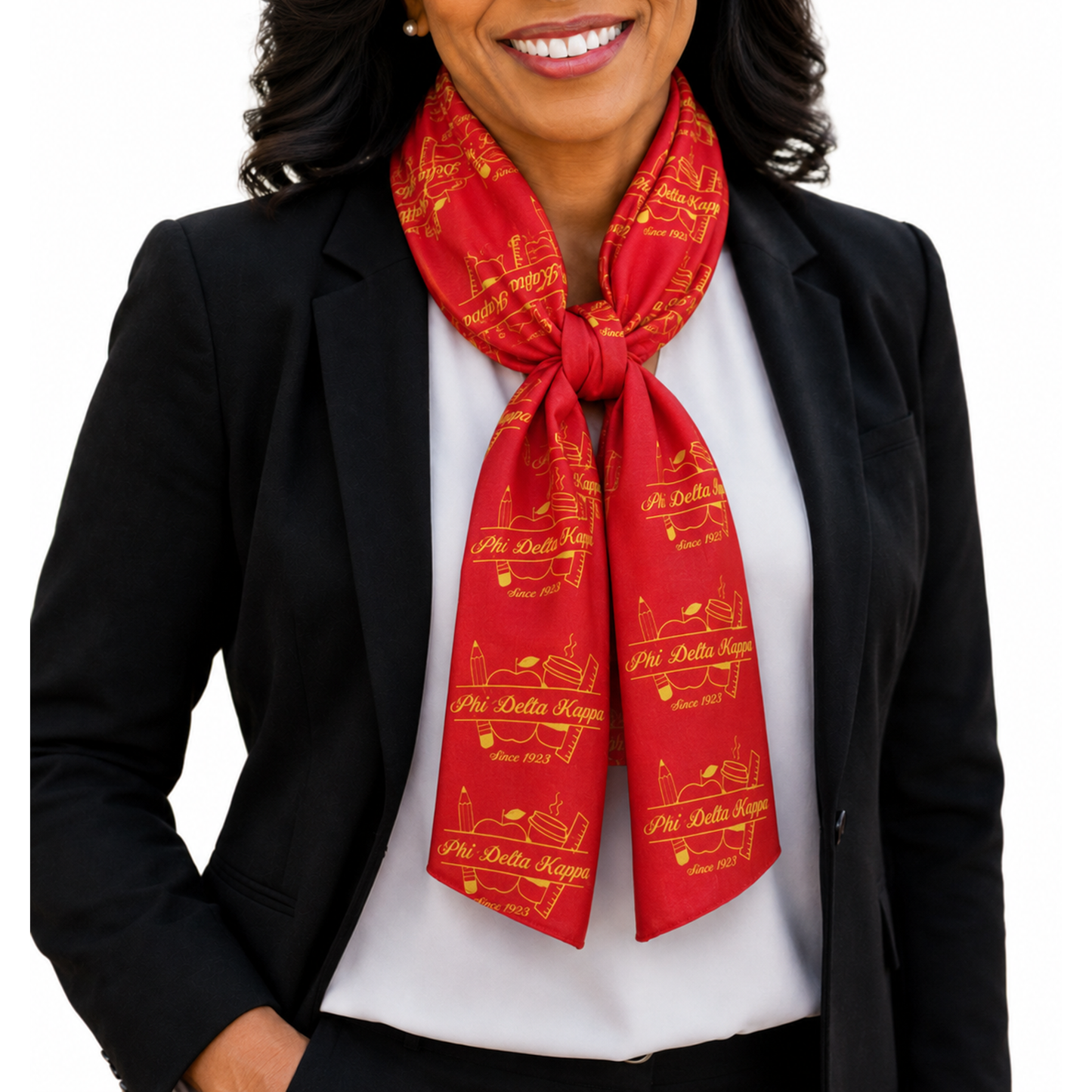Phi Delta Kappa Scarf Necktie of Lightweight Chiffon 48in x 8in