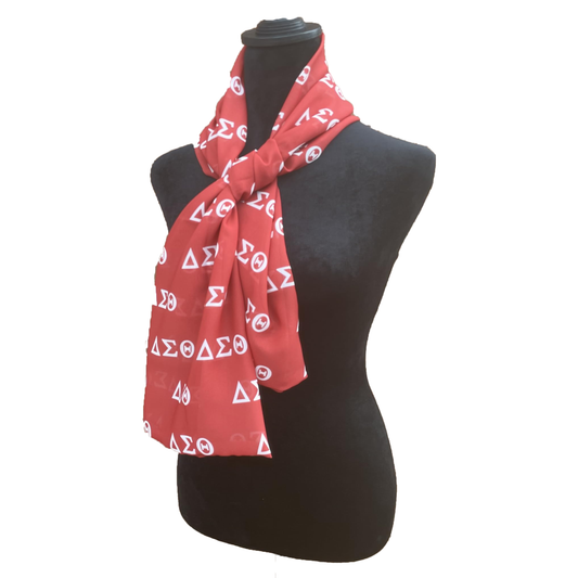 Delta Sigma Theta Sorority Necktie Lightweight Chiffon 48in x 8in - Greek Letters