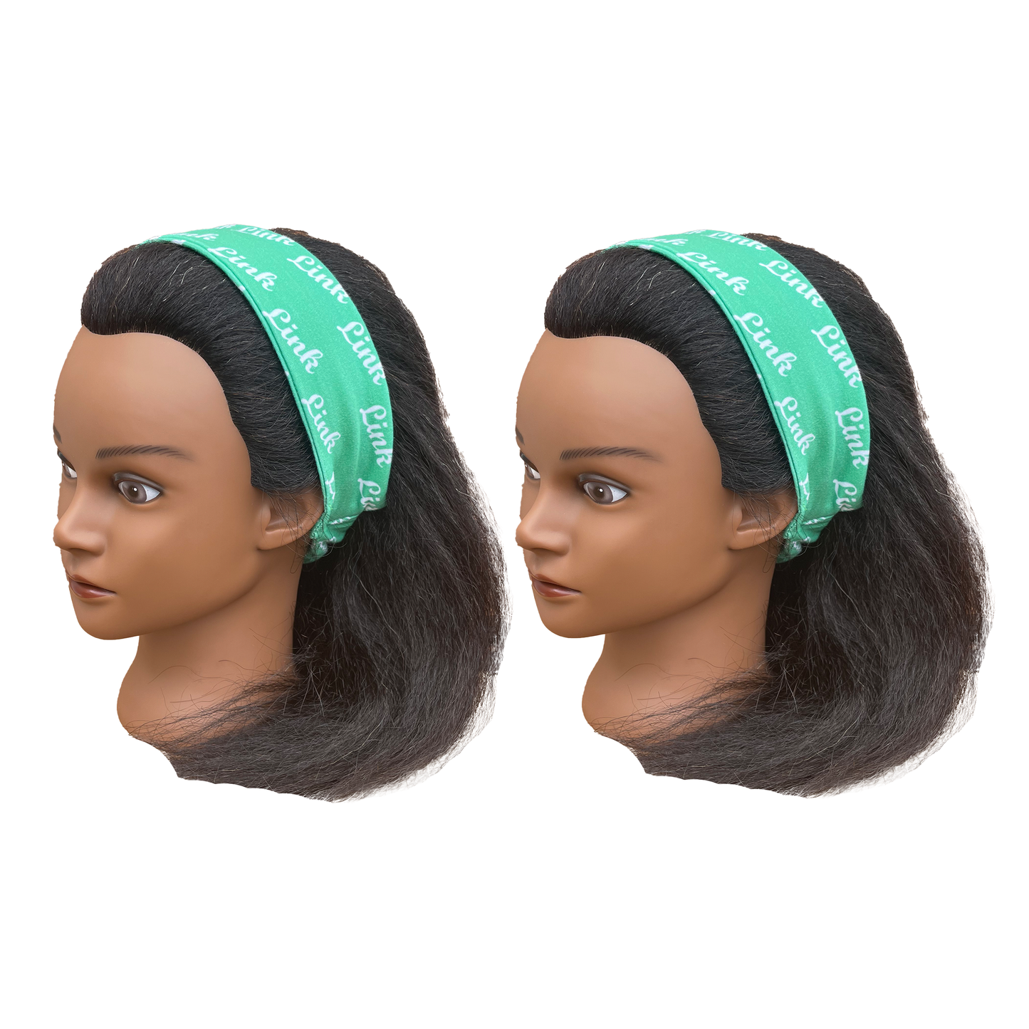 Links Incorporated Green White Headband of Stretchy Cotton Material