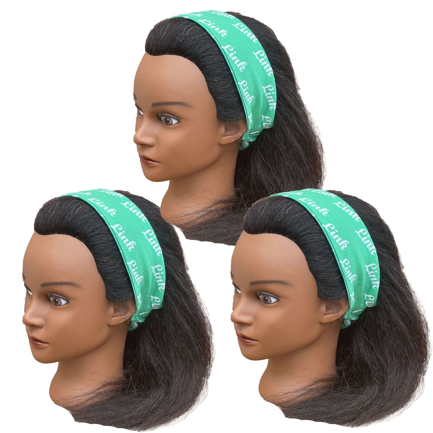 Links Incorporated Green White Headband of Stretchy Cotton Material