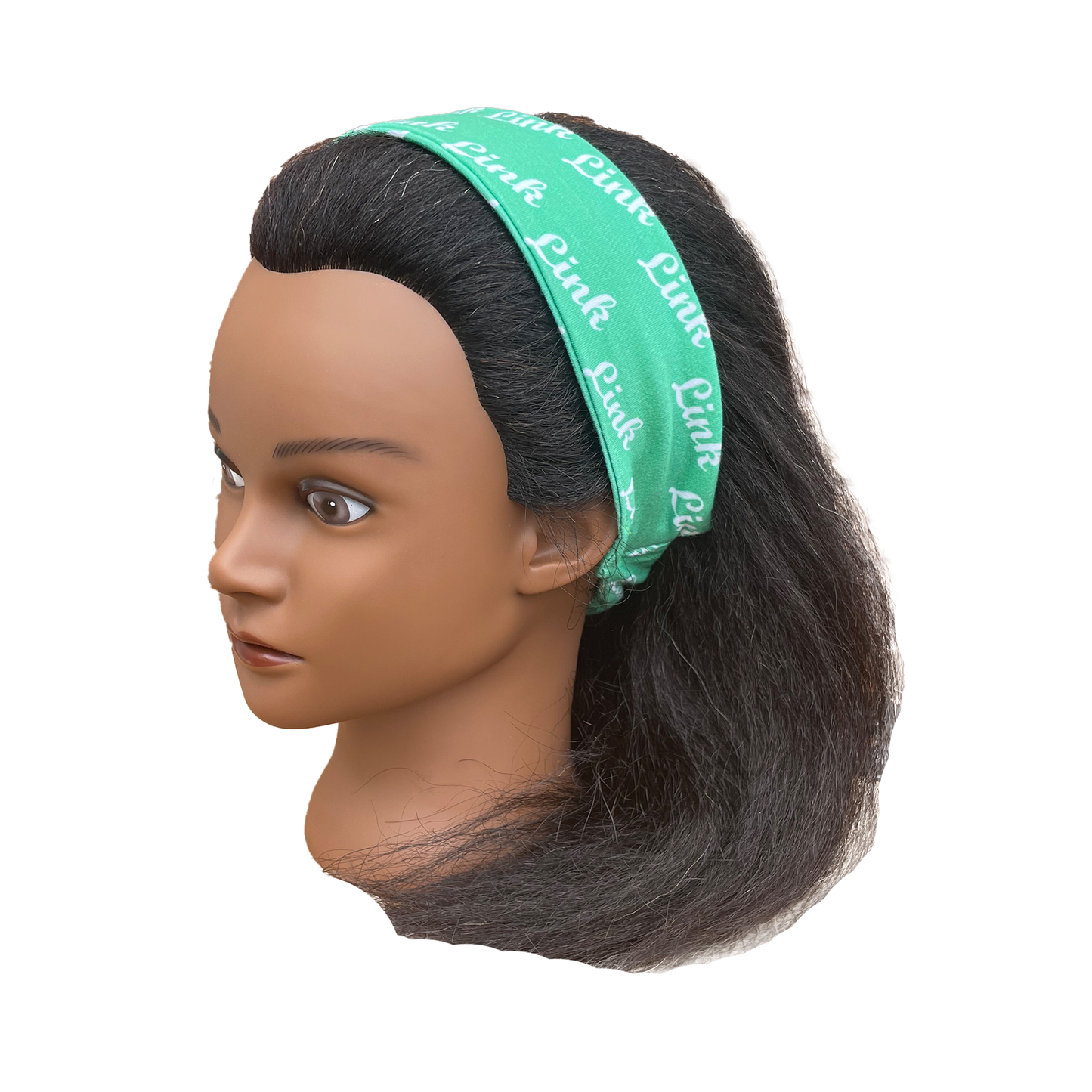 Links Incorporated Green White Headband of Stretchy Cotton Material