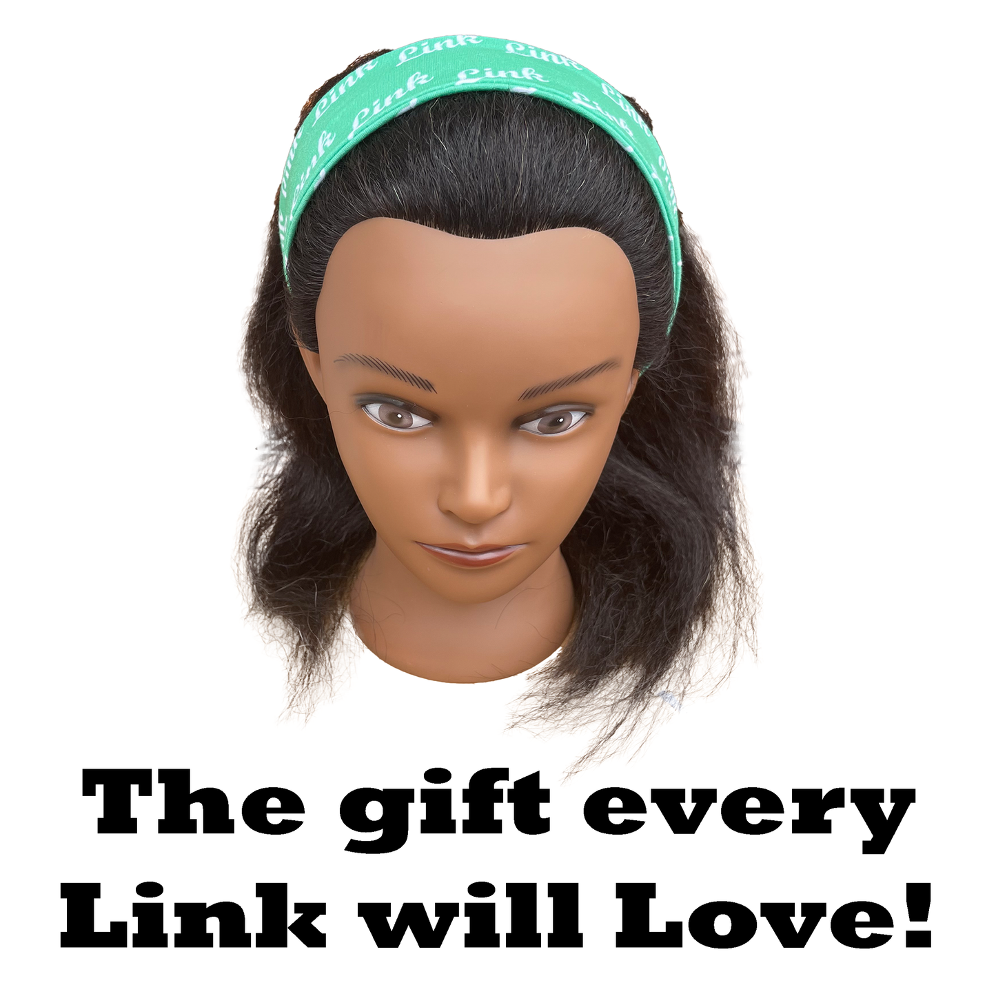 Links Incorporated Green White Headband of Stretchy Cotton Material
