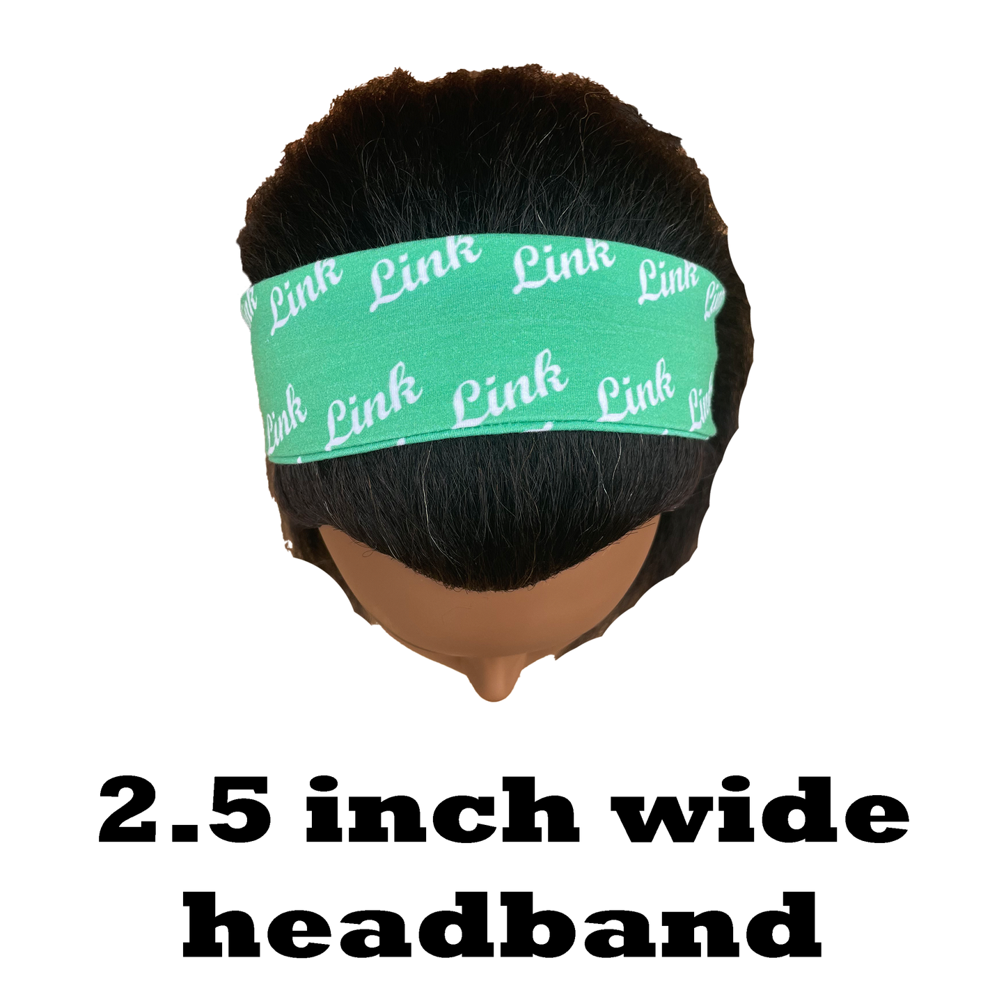 Links Incorporated Green White Headband of Stretchy Cotton Material