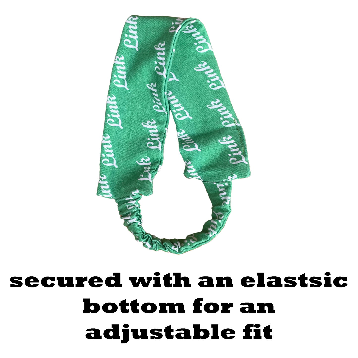 Links Incorporated Green White Headband of Stretchy Cotton Material