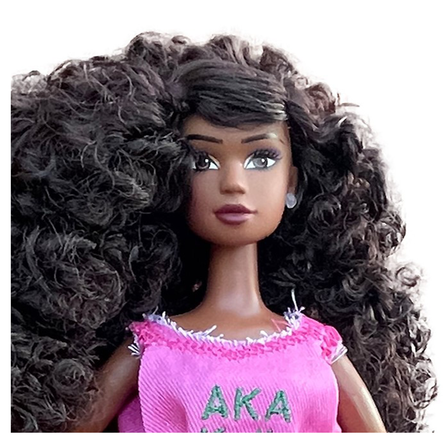 Alpha Kappa Alpha Sorority Barbie w/ Doll Stand_Print AKA Dress (12in. Tall)
