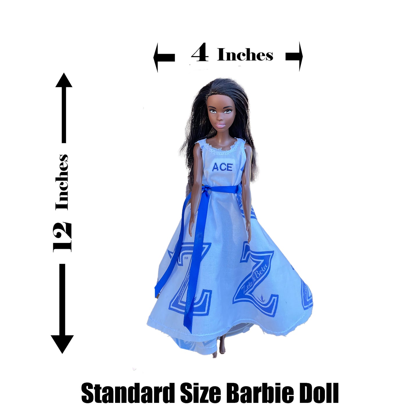 Zeta Phi Beta Sorority Barbie with Doll Stand for Tabletop Decor_Personalized Dress