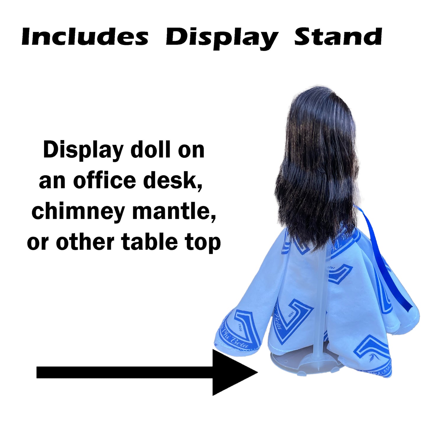 Zeta Phi Beta Sorority Barbie with Doll Stand for Tabletop Decor_Personalized Dress