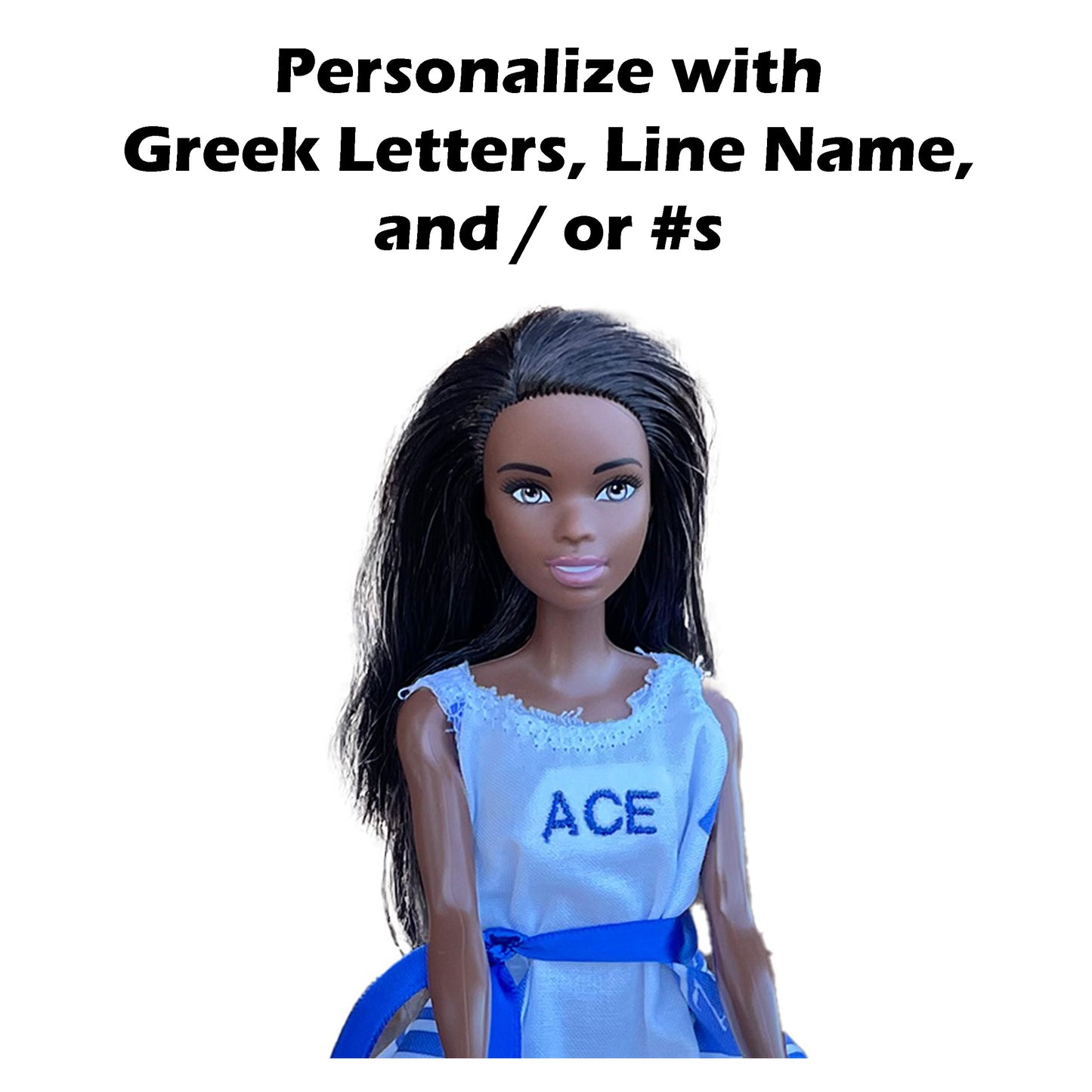 Zeta Phi Beta Sorority Barbie with Doll Stand for Tabletop Decor_Personalized Dress