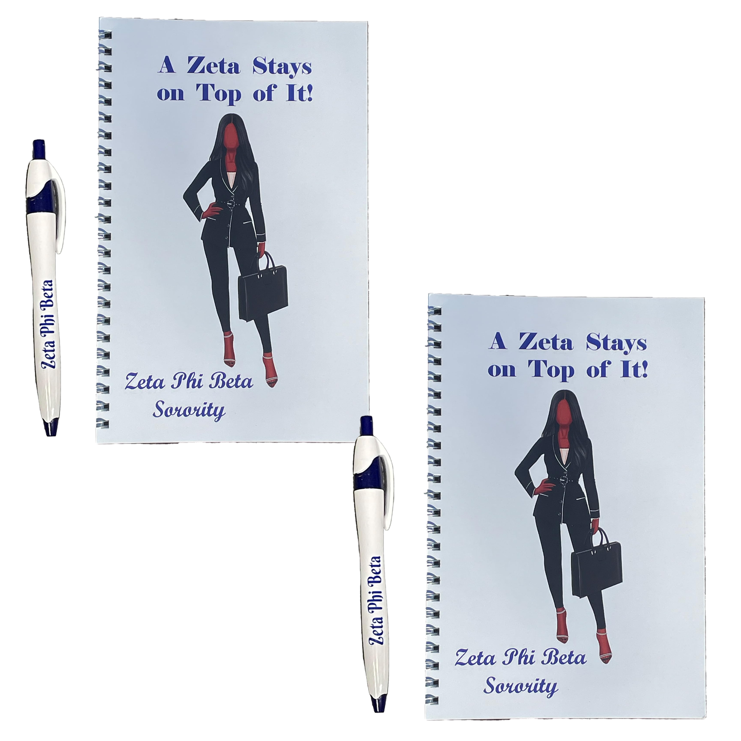 Zeta Sorority Pen & Mini-Spiral Notebook Set (8.5inx5.5in)