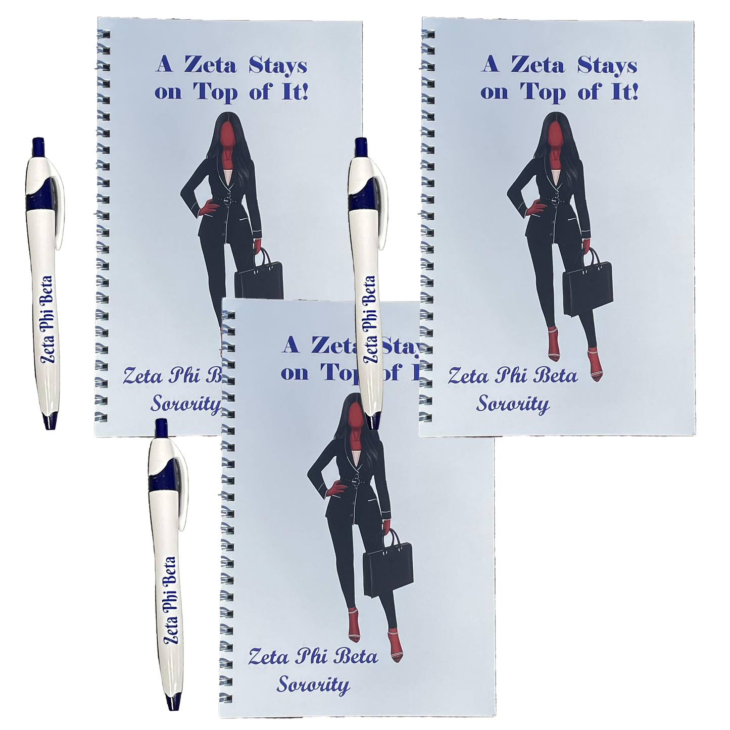 Zeta Sorority Pen & Mini-Spiral Notebook Set (8.5inx5.5in)