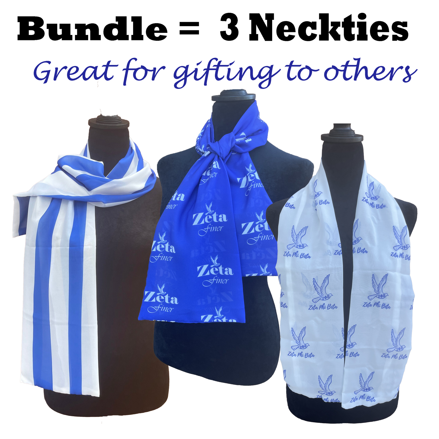 Zeta Phi Beta Sorority - 3 Neckties Set