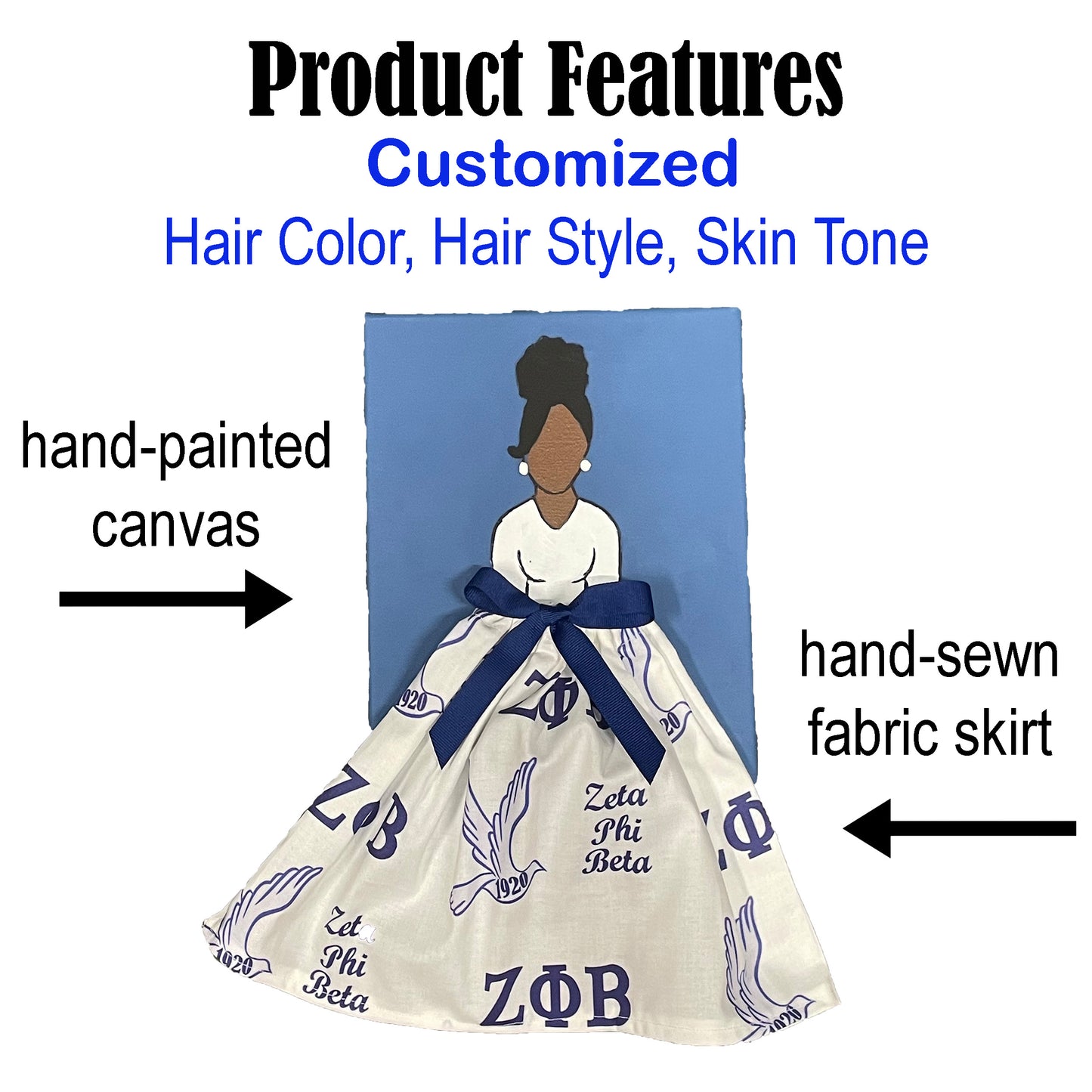 Zeta Phi Beta Sorority Doll Artwork Painting (8in x 10in)