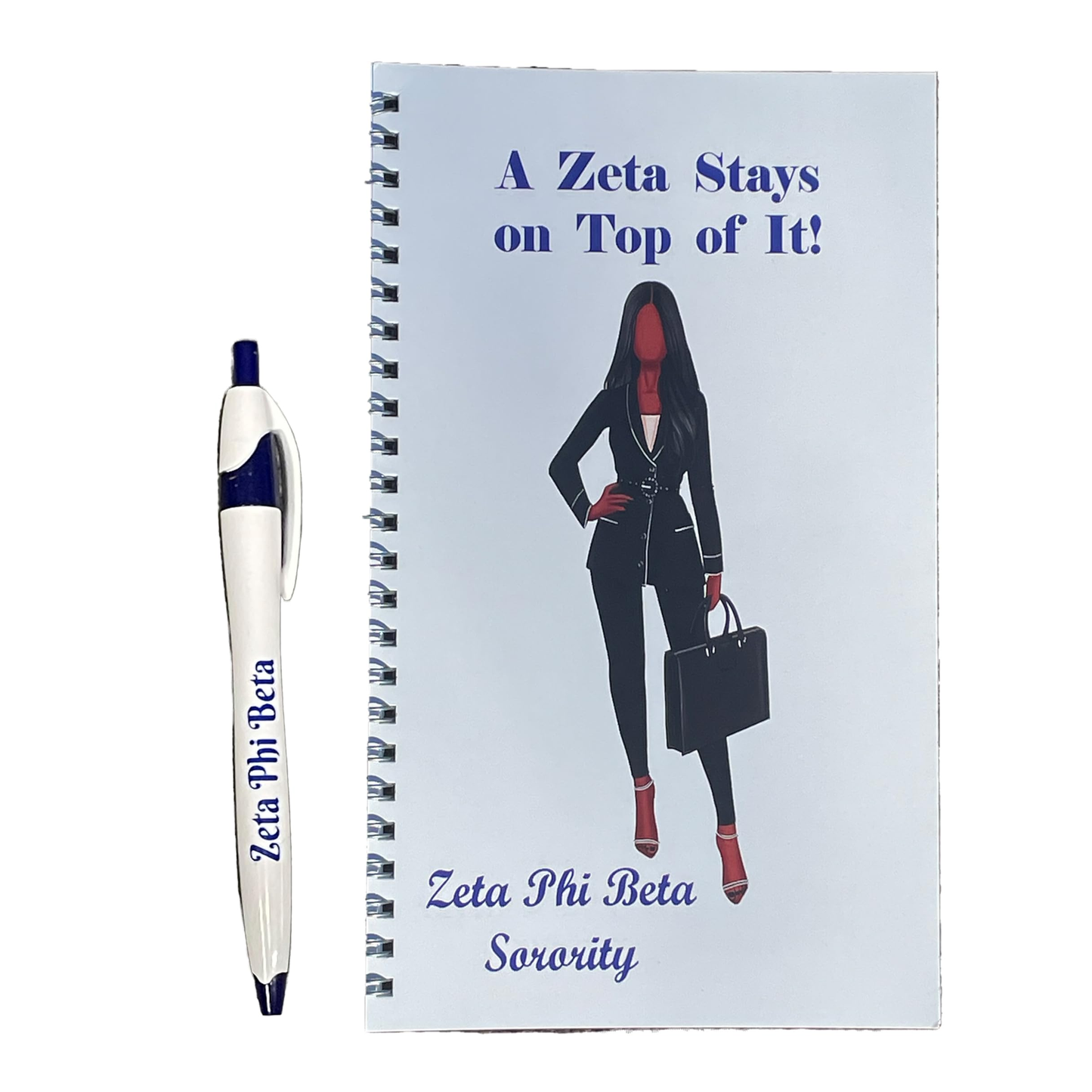 Zeta Sorority Pen & Mini-Spiral Notebook Set (8.5inx5.5in)